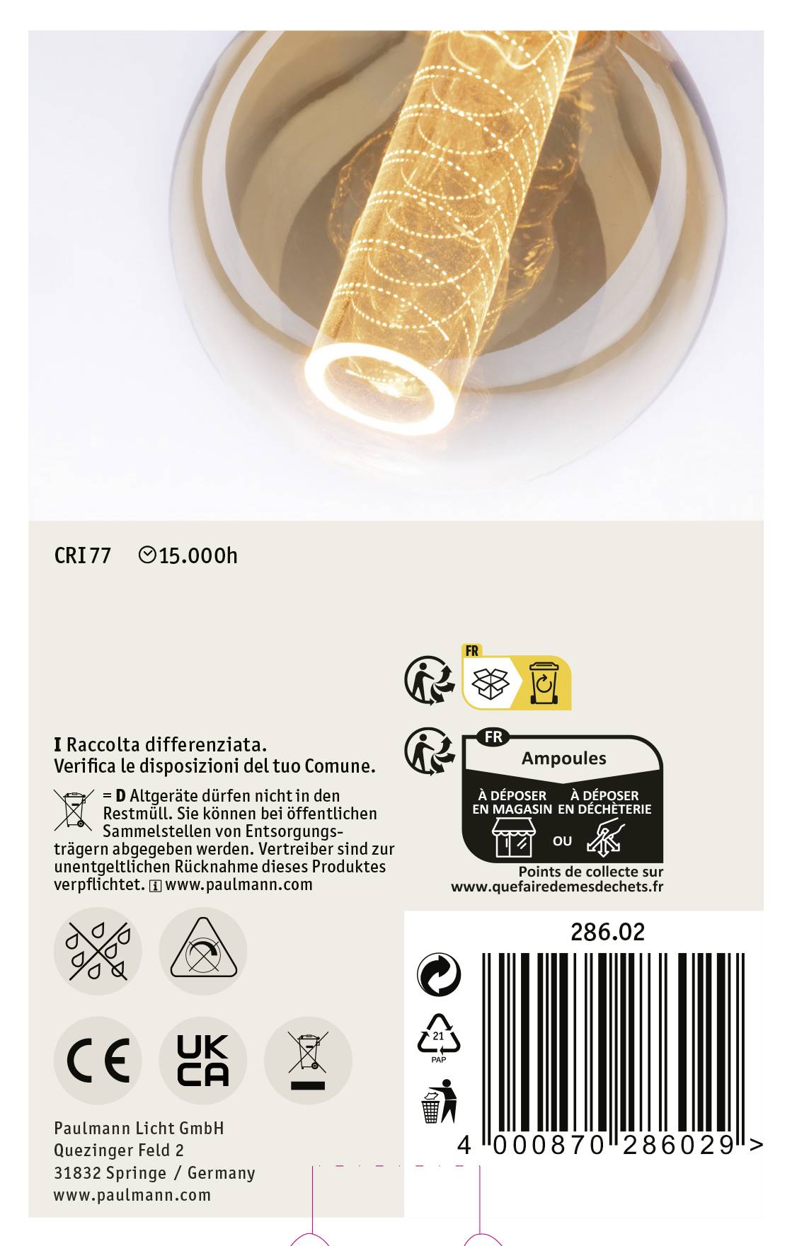 Paulmann 28602 LED E27 Globeform 4W = 21W Gold (Ø x H) 95mm x 145mm 1St.