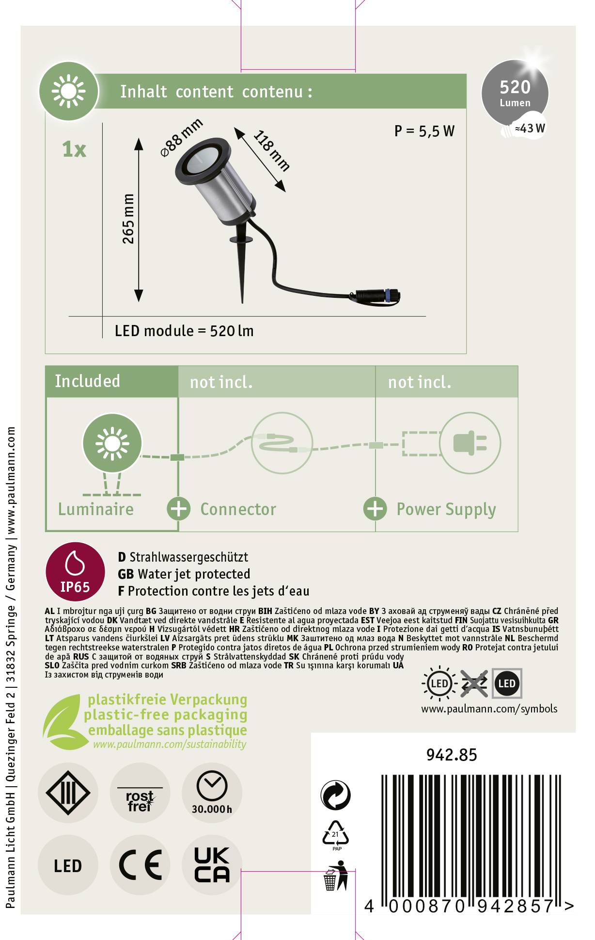 Paulmann Spot Classic 6W 94285 Beleuchtungssystem Plug & Shine LED 5.1W Warmweiß Anthrazit