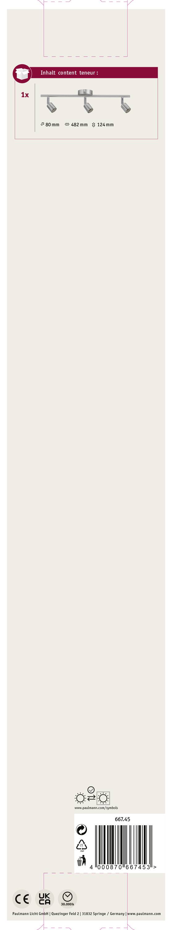 Paulmann Spotlight Carolina 66745 Wandleuchte GU10 LED Nickel (matt)