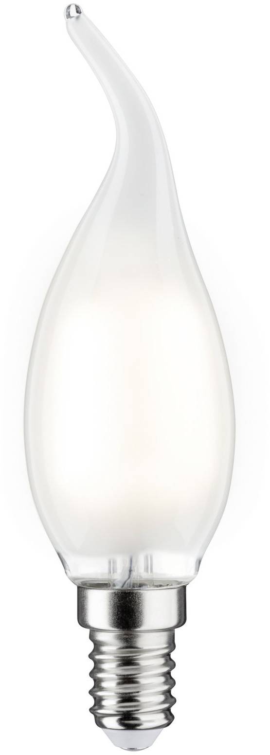 Eine glühbirnenförmige Energiesparlampe mit gedrehtem Design und E14-Sockel, passend für dekorative Leuchten.