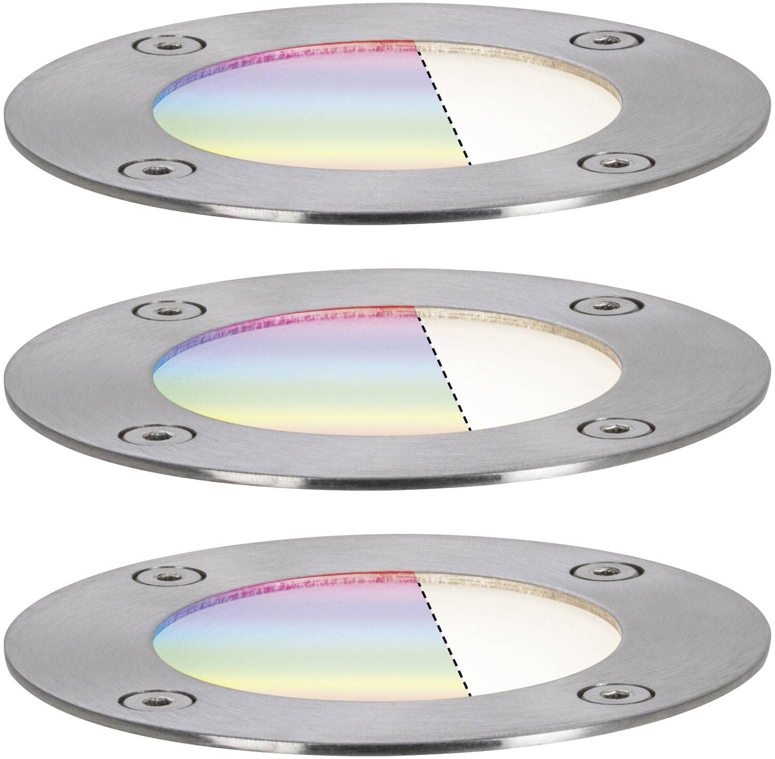 Paulmann Boden Einbauleuchten Starterset RGBW 94275 Beleuchtungssystem Plug & Shine ZigBee LED 3.6W Warmweiß Silber