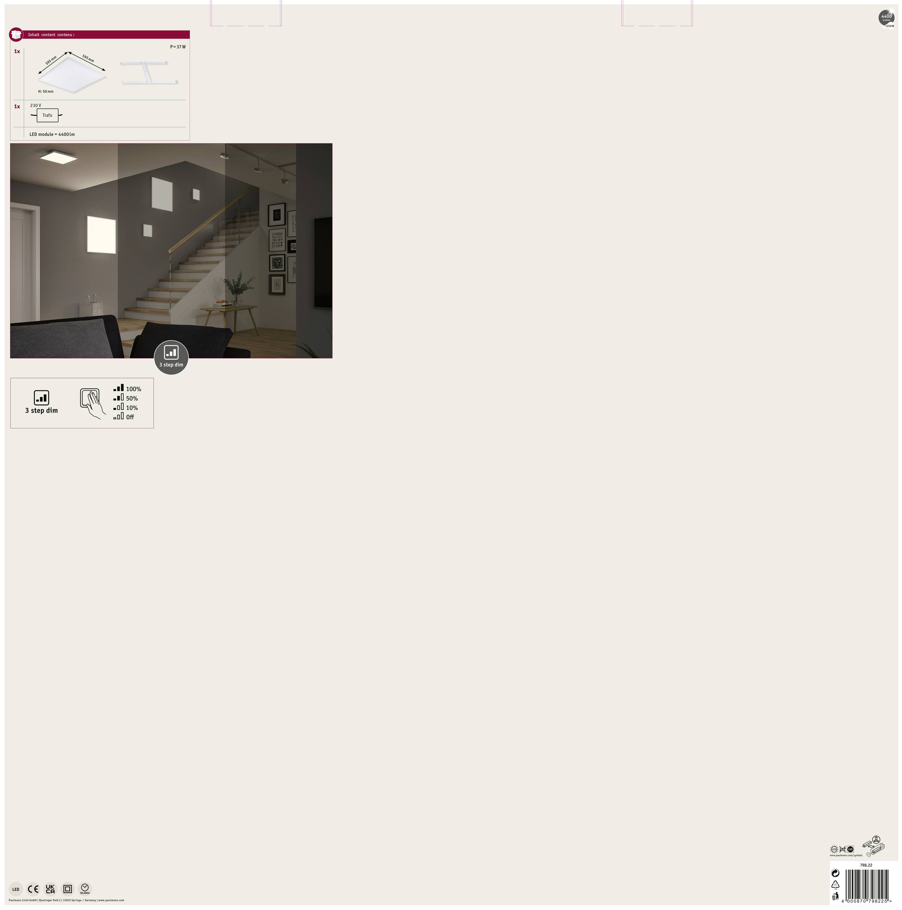 Paulmann Velora 79822 LED-Panel 34W Warmweiß Weiß (matt)