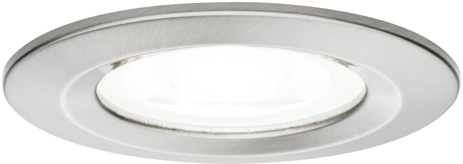 Rundes LED-Deckeneinbauleuchte in silbernem Gehäuse, zeigt modernes und minimalistisches Design für Wohn- oder Geschäftsbeleuchtung.