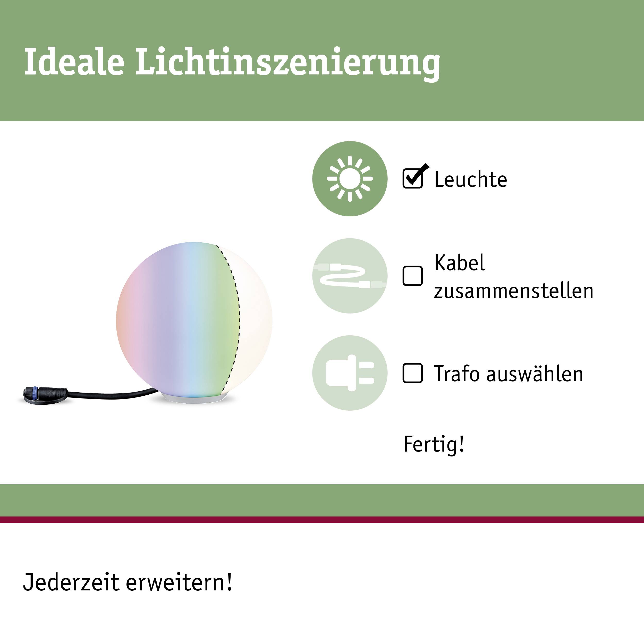 Paulmann Lichtobjekt Globe RGBW 94269 Beleuchtungssystem Plug & Shine ZigBee LED 2.8W Warmweiß Weiß
