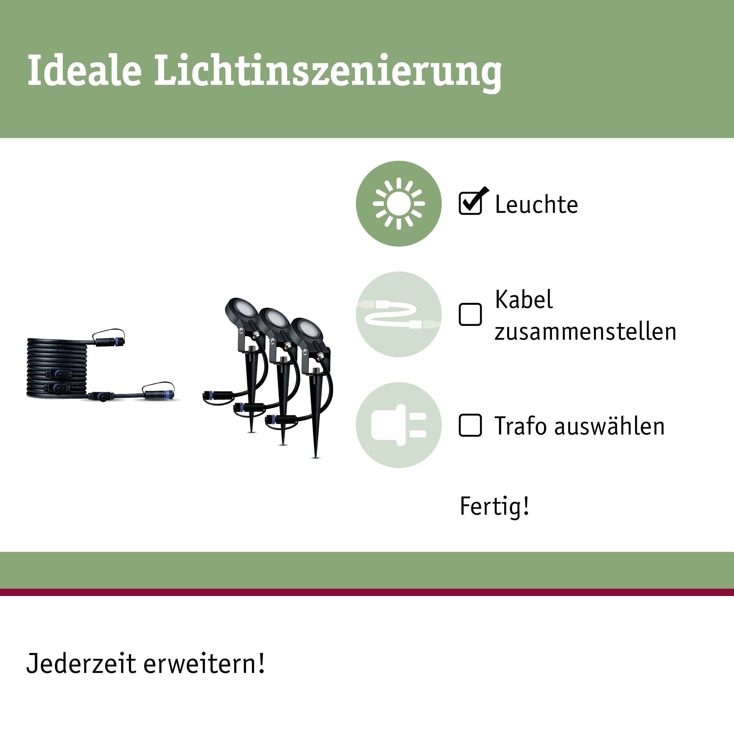 Paulmann Spot Sting Ergänzungsset IP67 93689 Beleuchtungssystem Plug & Shine LED 18W Warmweiß Anthrazit
