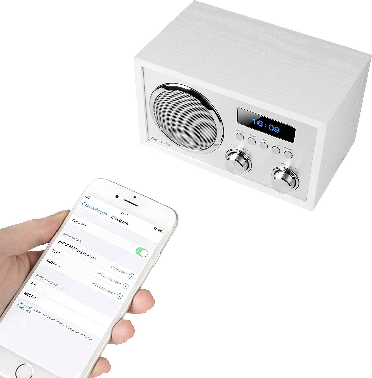 AudioAffairs NRD10 WH DAB+ Digital Radio mit Bluetooth