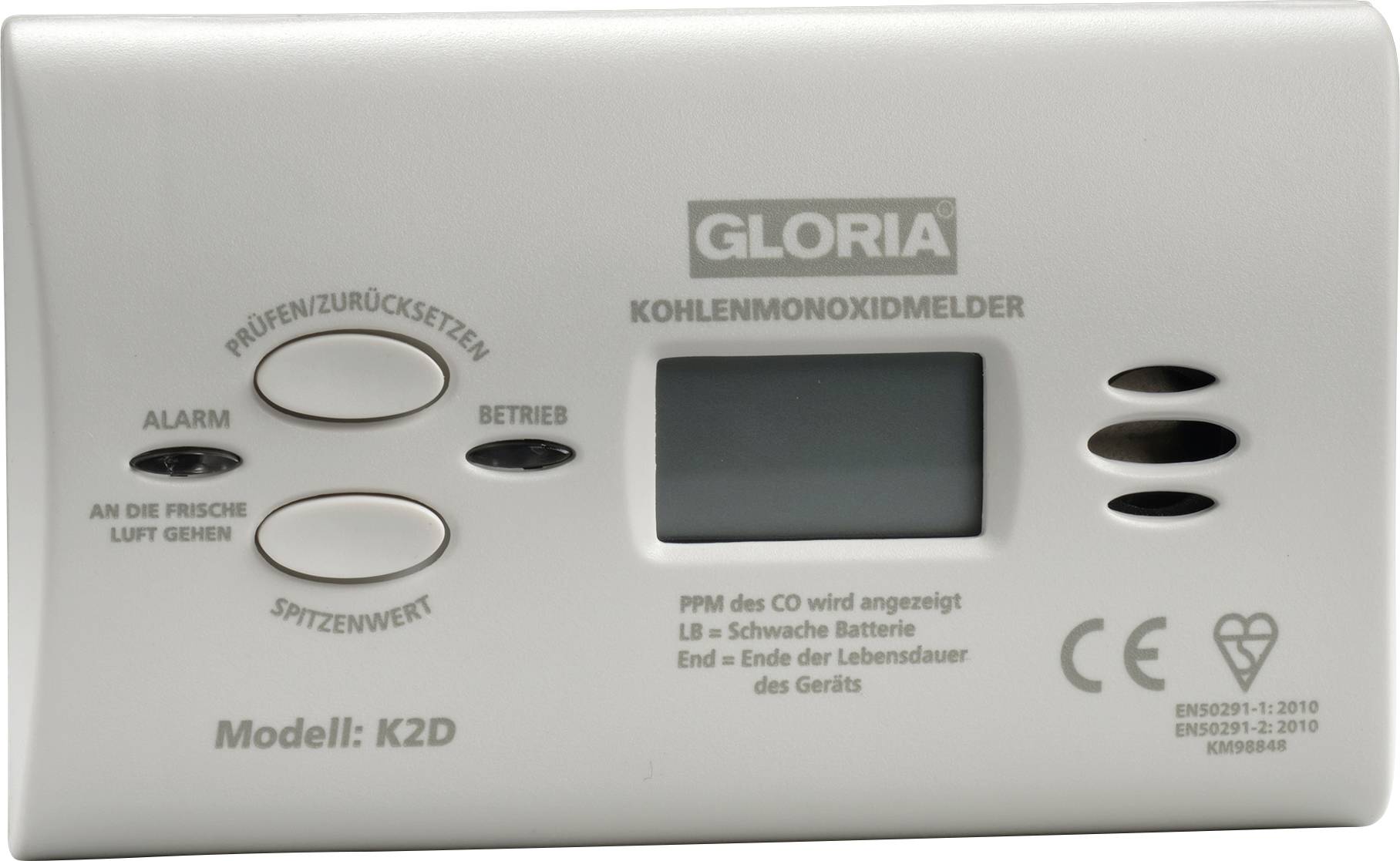 Gloria 25185710.0000 Kohlenmonoxid-Melder batteriebetrieben detektiert Kohlenmonoxid