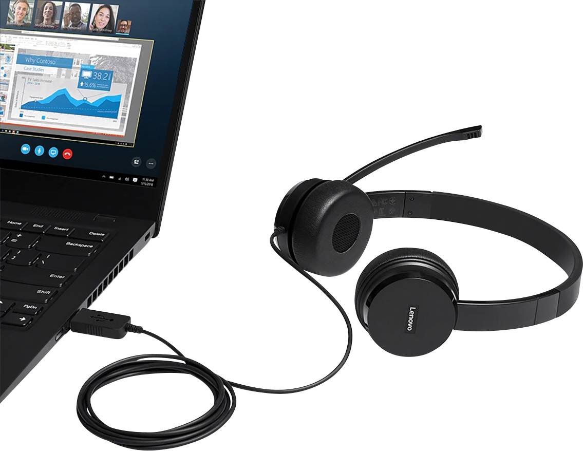 Lenovo 100 Stereo On Ear Headset kabelgebunden Stereo Schwarz Computer