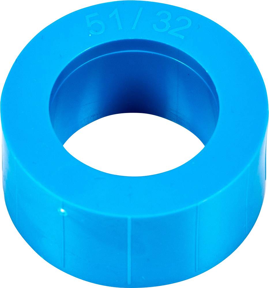 Blauer Kunststoffring mit der Aufschrift '51/32' auf der Oberseite.
