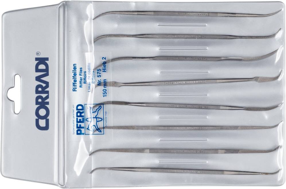 PFERD TOOLS 19505754 Präzisions-Riffelfeilen-Set 8-tlg. Typ 575 Schweizer Hieb 2 mittel-fein Länge 150mm 1St.
