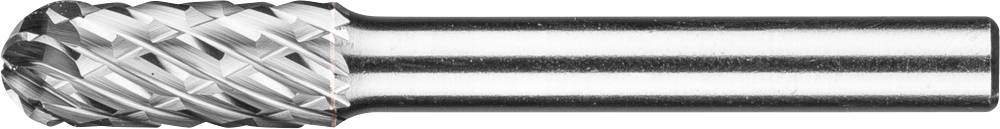 Ein zylindrisches Fräser-Werkzeug mit scharfen Schneidezähnen, die spiralförmig angeordnet sind. Hauptsächlich aus Metall gefertigt.