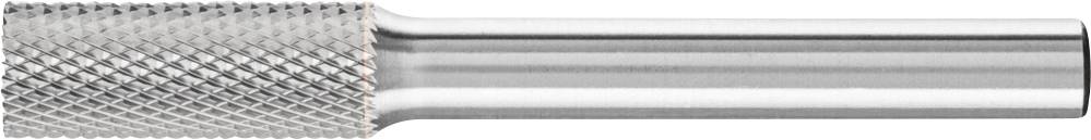 Gerändelter zylindrischer Metallgriff in Silber, links rau, rechts glatt, für Präzisions- oder industrielle Anwendungen.