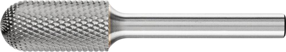 Metallfräser mit kugelförmigem Kopf und geriffelten Schneidezähnen, verwendet für das Schleifen und Formen von Materialien.