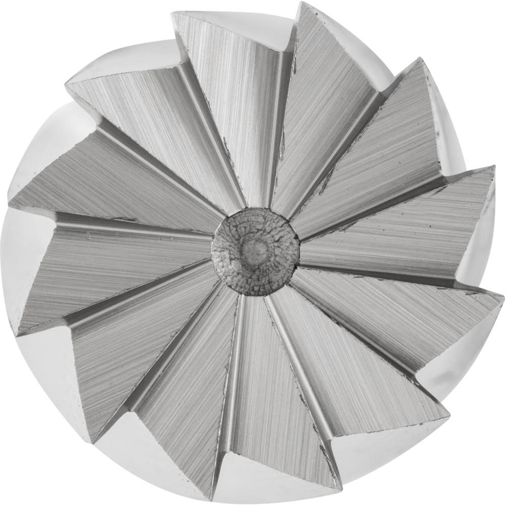 Eine komplexe, spiralförmig gezackte Metallstruktur in Grau, die an ein Zahnrad oder eine Maschine erinnert.