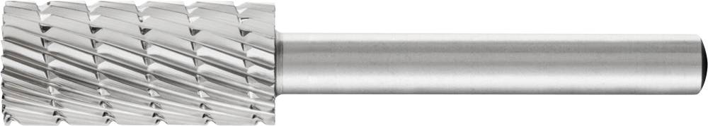 Ein zylindrischer Frässtift mit geriffelter Schneidezone aus glänzendem Metall, geeignet für präzises Schneiden oder Bearbeiten von Materialien.