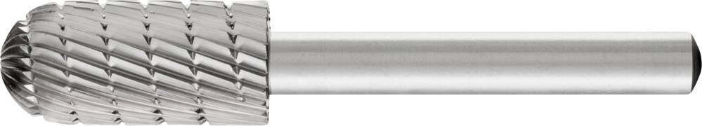 Silberner Frässtift mit geriffeltem Kopf und glattem Schaft, verwendet für die Metallbearbeitung.