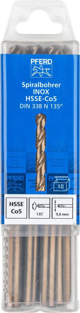 PFERD SPB DIN 338 HSSE N 9,0 INOX 25203576 Spiralbohrer Gesamtlänge 125mm 10St.
