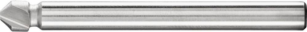 Ein zylindrisches Metallwerkzeug mit einer angewinkelten Spitze, vermutlich ein Fräser oder Bohrer, liegt horizontal.