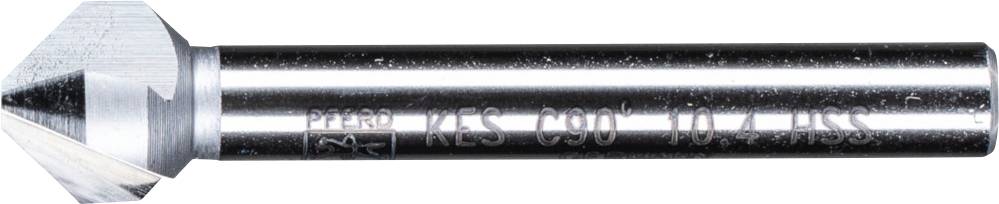 Metallbohrer mit Kegelsenker, Aufschrift 'KES C90 10.4 HSS' auf dem Schaft. Geeignet für präzises Ansenken von Bohrlöchern.