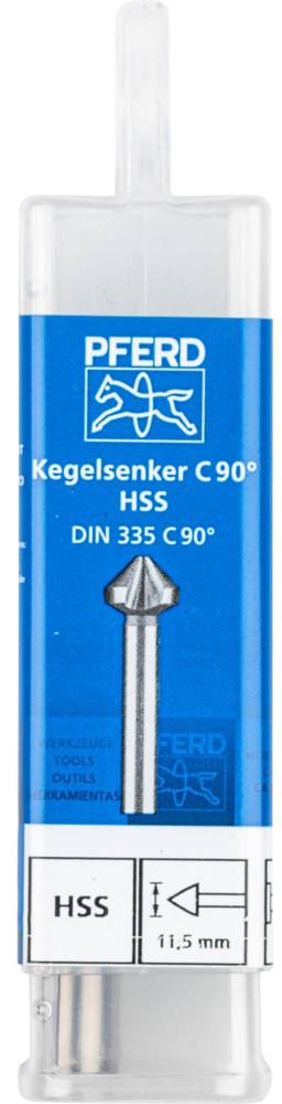 Kegelbohrer-Verpackung der Marke 'Pferd', Typ C 90°, HSS, DIN 335 C90°, 11,5 mm Durchmesser.