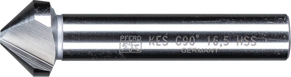 Kegelsenker aus HSS-Stahl, Größe 16,5 mm, von PFERD. Glänzende, silberne Oberfläche mit einer scharfen, konischen Spitze.