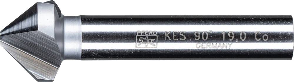 Fräser mit konischer Spitze, Edelstahl, graviert mit 'KLS 90° 19,0 Co GERMANY'. Werkzeug zur Materialbearbeitung.