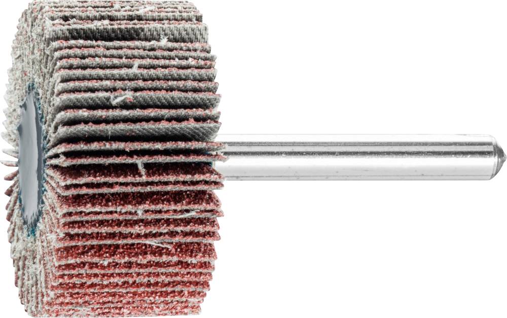 Ein Schleifaufsatz aus mehreren Schichten Schleifpapier, montiert auf einem metalischen Stab. Verwendet zum Polieren von Oberflächen.