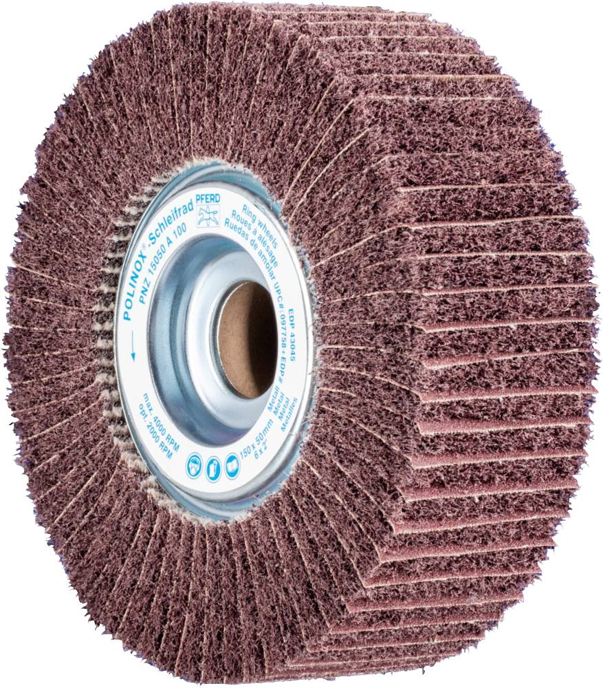 PFERD 44645111 POLINOX Vlies-Schleifrad PNZ Ø 150 x 50 mm Bohrung-Ø 254 mm A 100 für Feinschliff &