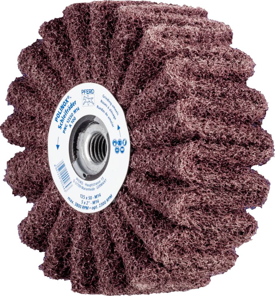 PFERD 44642501 POLINOX Vlies-Schleifrad PNG Ø 125 x 50mm Gewinde M14A 100 für Feinschliff & Finish 125mm 2St.