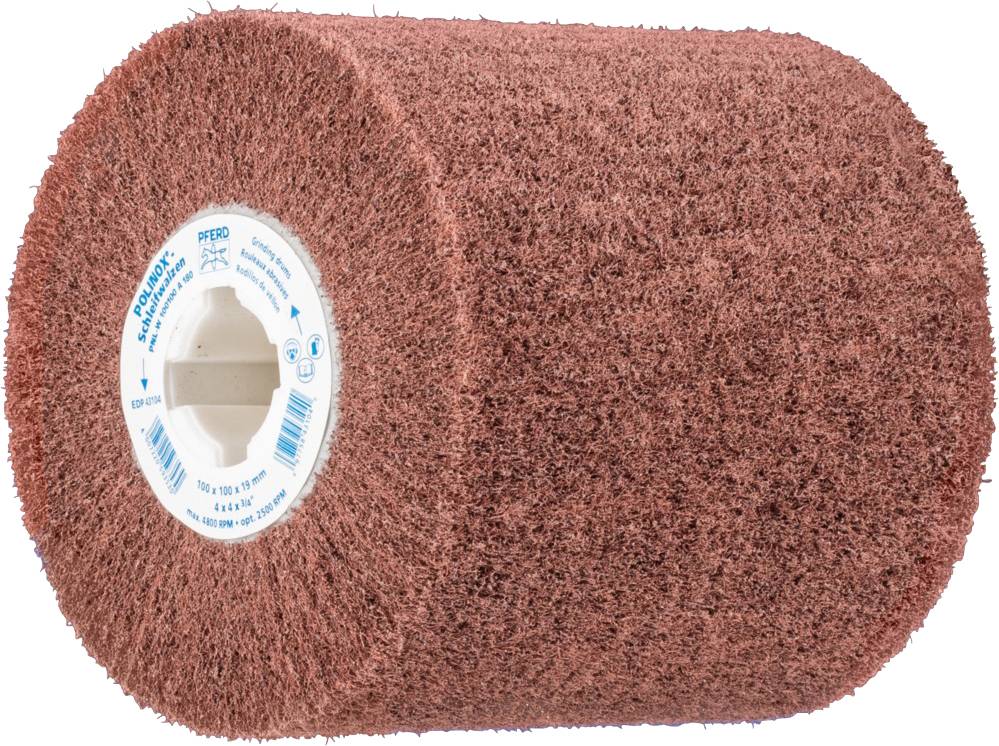 PFERD 44641018 POLINOX Vlies-Schleifwalze PNL Ø 100 x 100 mm Keilnut 19 mm A 180 für Feinschliff &