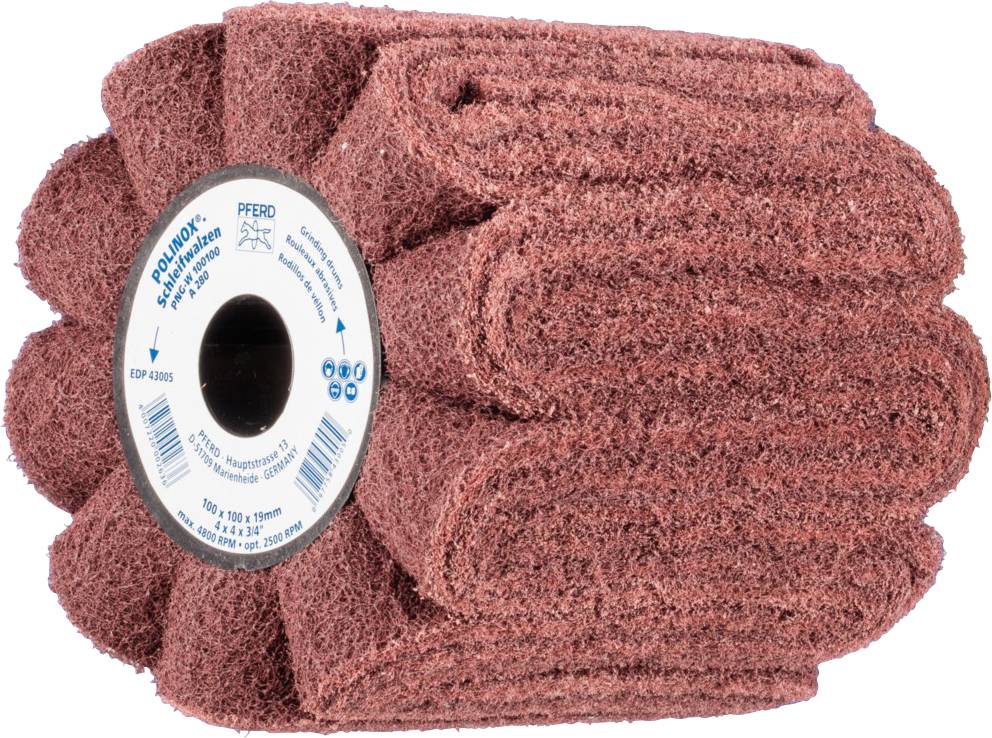 PFERD 44641203 POLINOX Vlies-Schleifwalze PNG Ø 100 x 100mm Keilnut 19mm A 280 für Feinschliff & Finish 100mm 1St.