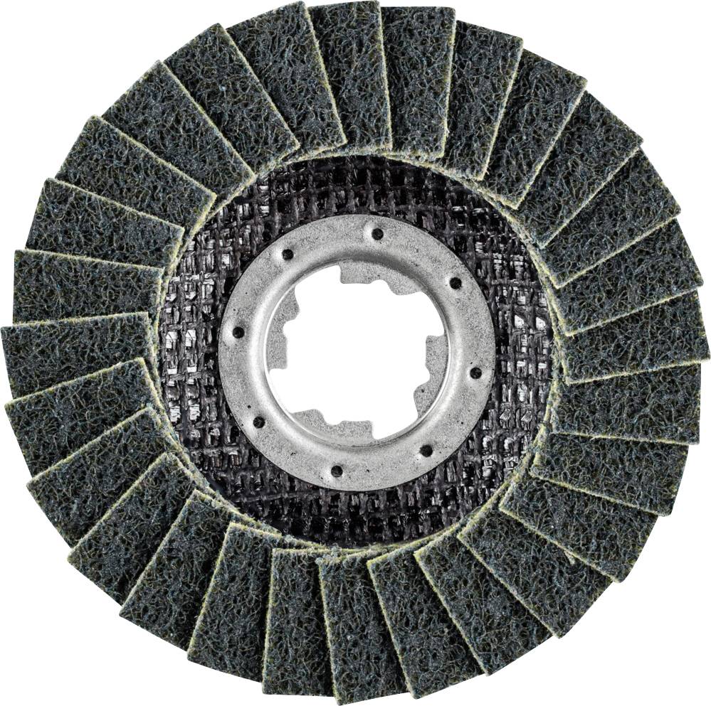 Schleifscheibe mit mehreren grünlichen Scheiben segmentiert um einen Metallkern. Verwendet zum Schleifen und Polieren von Materialien.