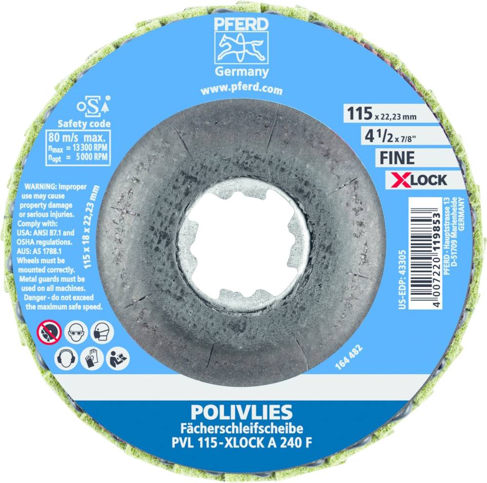 PFERD 44694203 POLIVLIES-Fächerscheibe PVL Korund Durchmesser 115mm 5St.