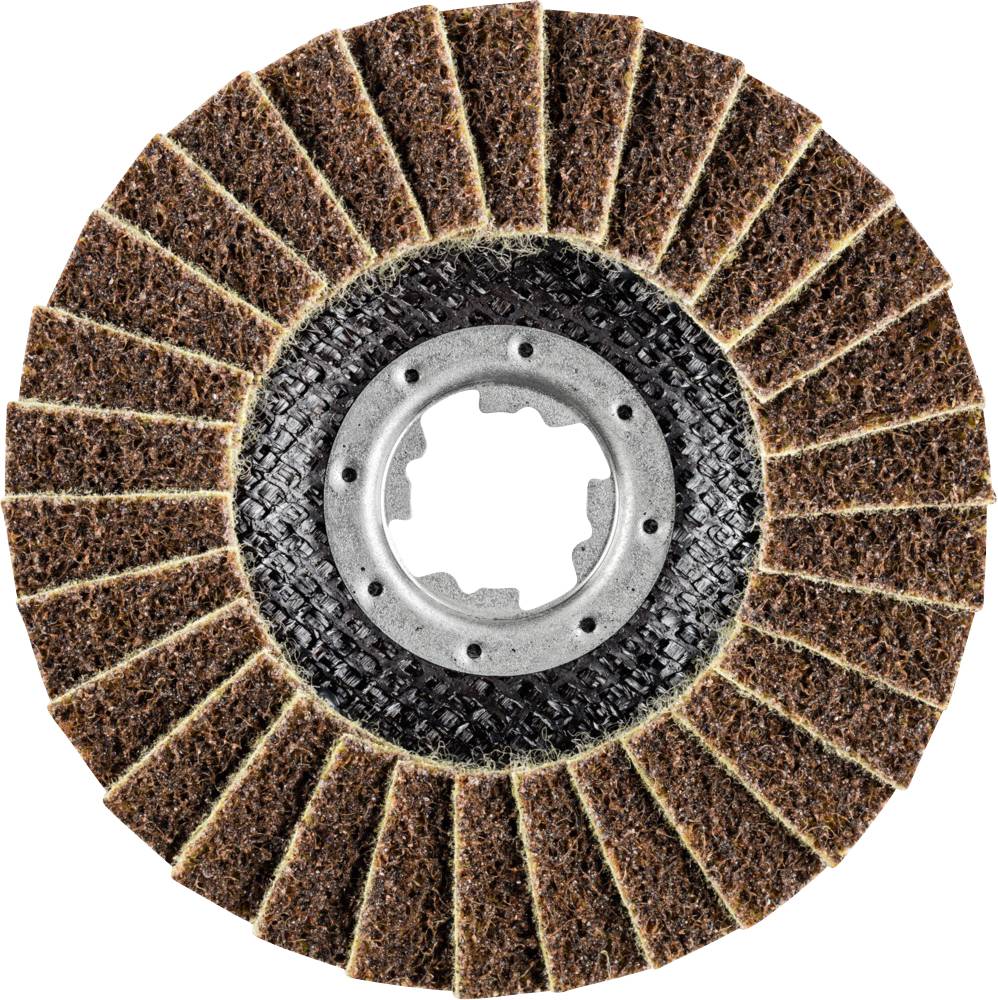 Schleifscheibe mit radförmig angeordneten abrasiven Segmenten, geeignet zum Schleifen von Metall oder Holz.