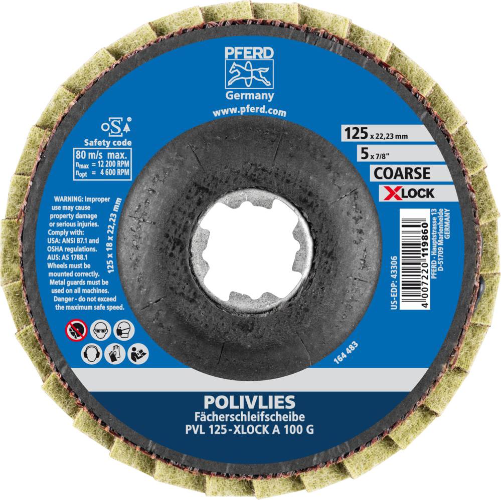 PFERD 44694211 POLIVLIES-Fächerscheibe PVL Korund Durchmesser 125mm 5St.