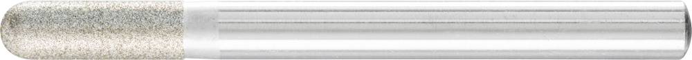 Nahaufnahme einer weißen Kreide, horizontal ausgerichtet, mit einem metallisch glänzenden Gehäuse.