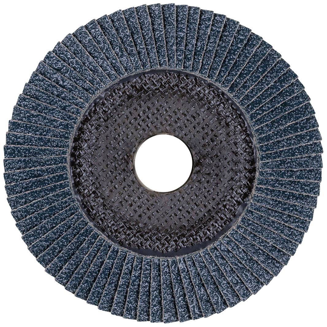 Ein Schleifmittel mit ringförmig angeordneten Lamellen, das zum Materialabtrag und zur Glättung von Oberflächen verwendet wird.