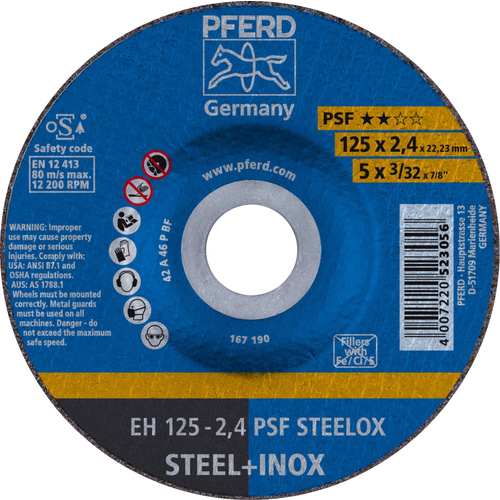 PFERD PSF STEELOX 61720326 Trennscheibe gekröpft 125mm 25 St. Edelstahl, Stahl