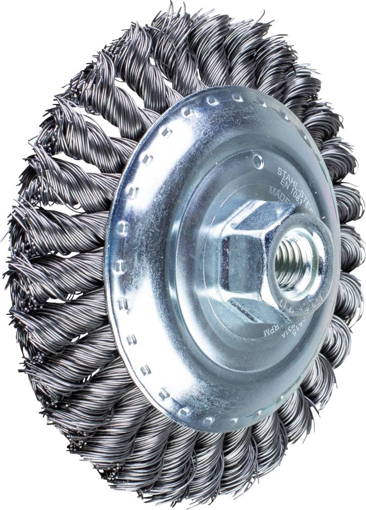 PFERD TOOLS Kegelbürste gezopft KBG Ø 125 x 15 mm M14 Stahl-Draht-Ø 0,50 für Winkelschleifer POS