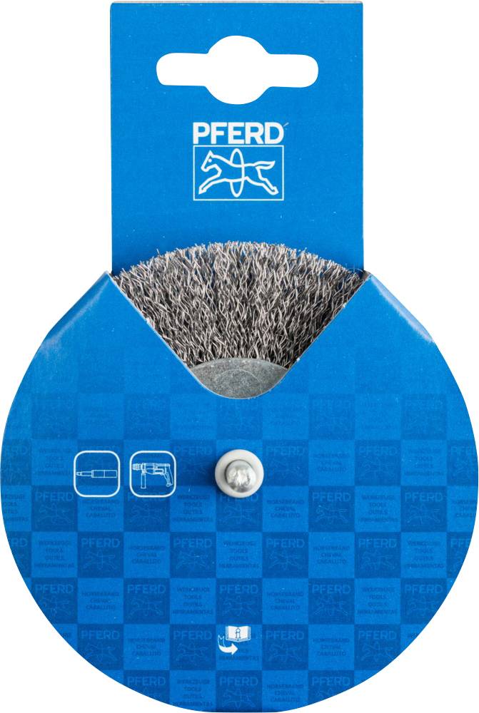 PFERD TOOLS POS Rundbürste ungezopft RBU Ø 100 x 10mm Schaft-Ø 6mm Stahl-Draht-Ø 0,30 POS RBU 10010/6 ST 0,30 43701018 10St.