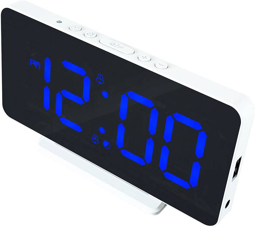 Caliber HCG021 Elektronik Wecker Weiß USB Anschluss, Großes Display