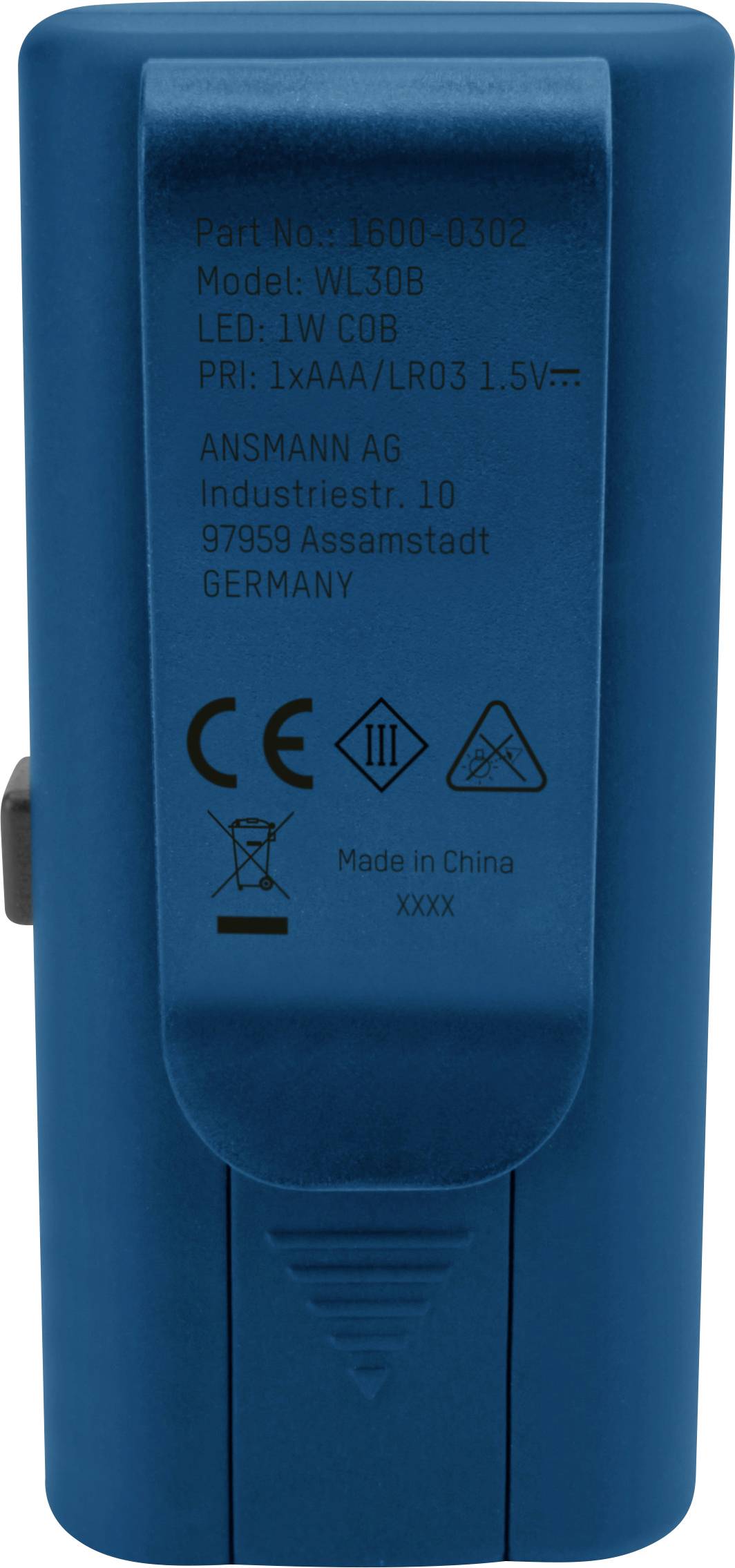Ansmann 1600-0302 Batteriebetriebene Werkstattleuchte WL30B inkl. Clip 2021 Energieeffizienzklasse n.rel