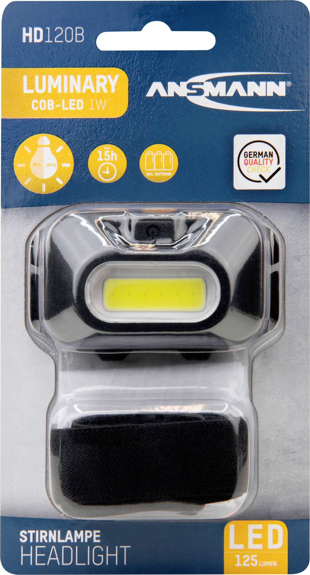 Ansmann HD120B LED Stirnlampe batteriebetrieben 125lm 15h 1600-0357
