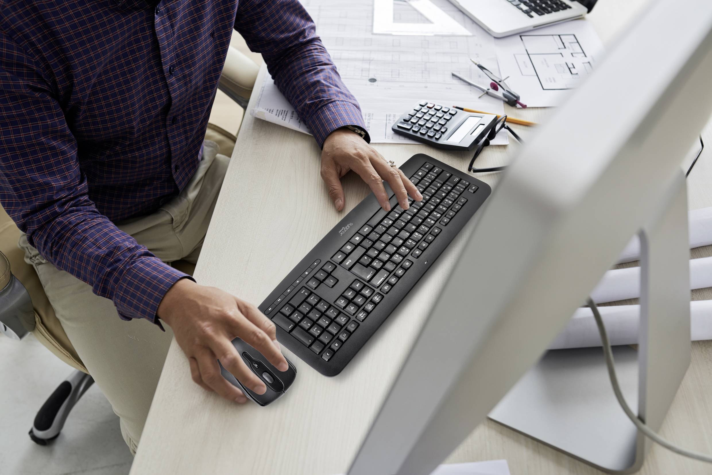 Sygonix Connect SC-KMC-300 Funk Tastatur, Maus-Set mit numerischer Tastatur Deutsch, QWERTZ Schwarz