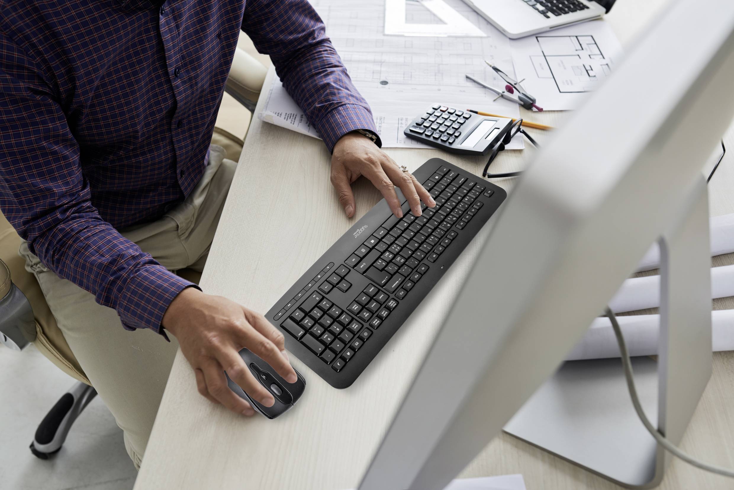 Sygonix Connect SC-KMC-301 Funk Tastatur, Maus-Set mit numerischer Tastatur Schweiz, QWERTZ Schwarz