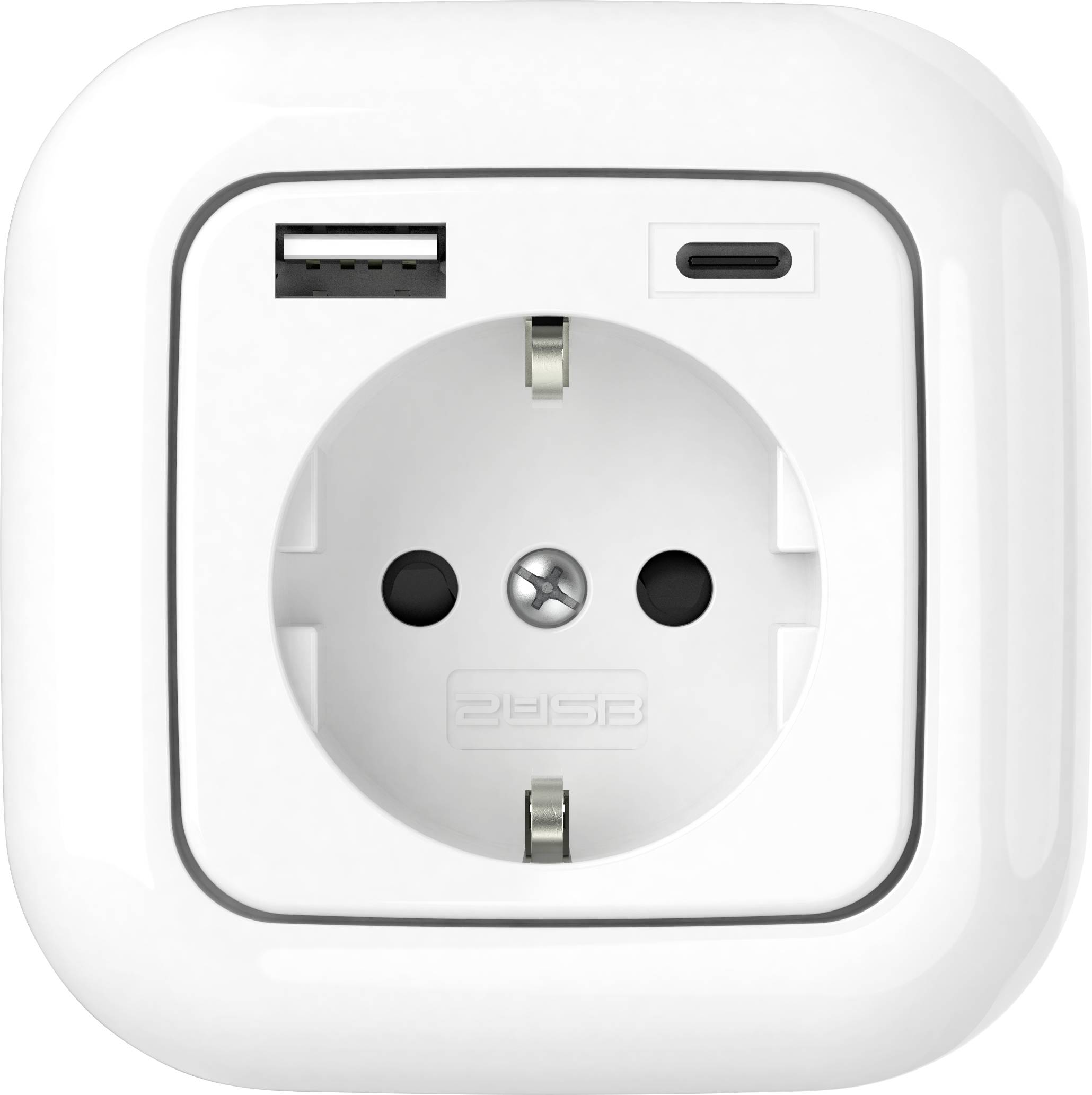 2USB 2U-449368 Schutzkontakt-Steckdose erhöhter Berührungsschutz, mit USB-Ladeausgang IP20 Reinweiß (glänzend)