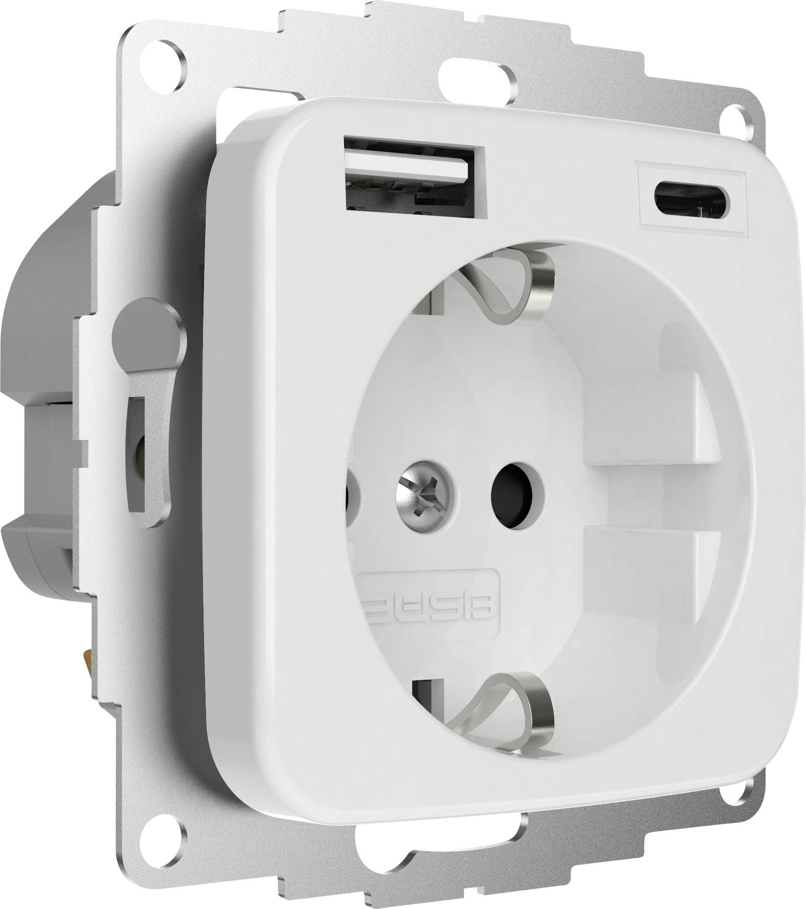 2USB 2U-449368 Schutzkontakt-Steckdose erhöhter Berührungsschutz, mit USB-Ladeausgang IP20 Reinweiß (glänzend)