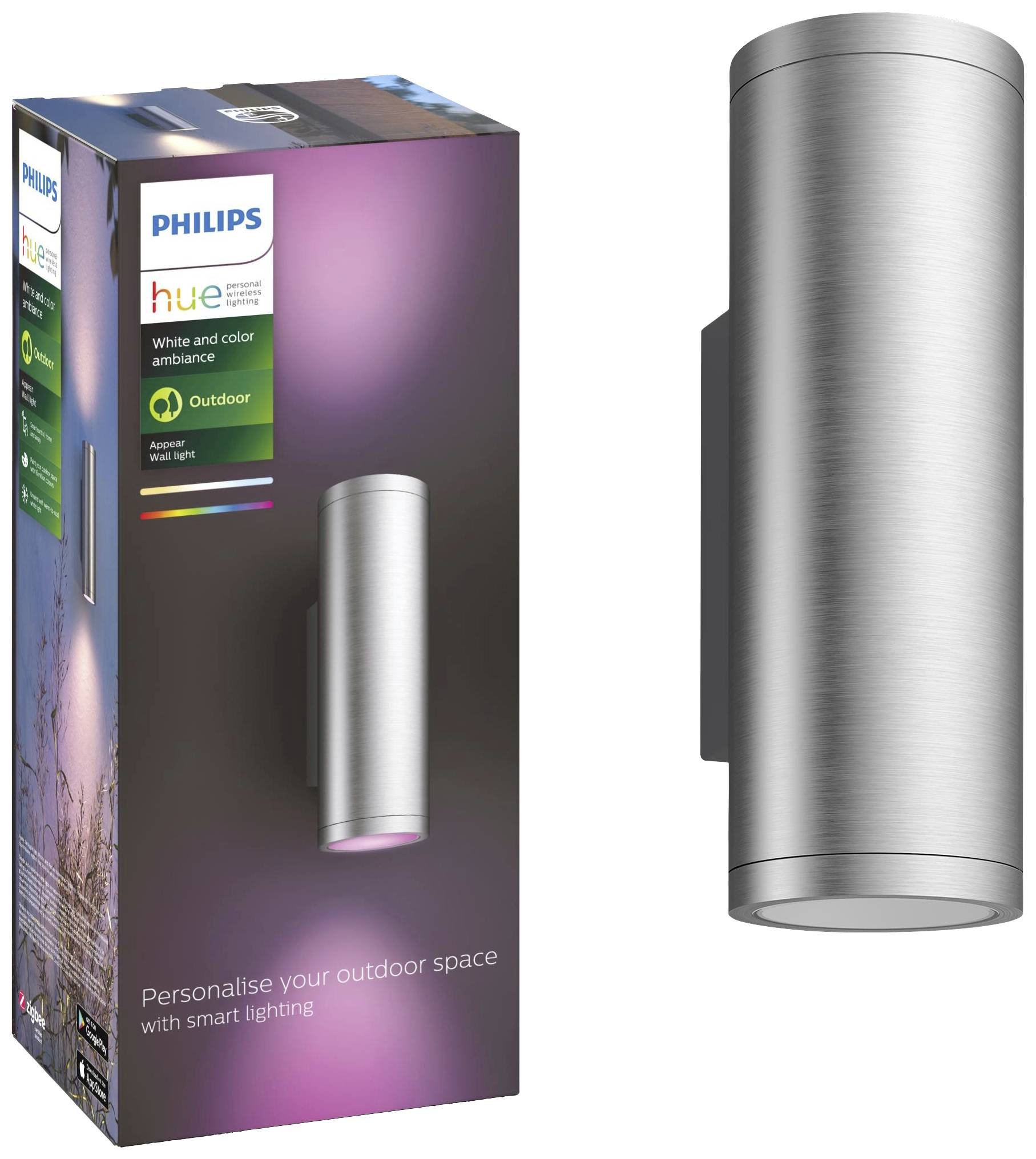 Philips Hue LED-Außenwandleuchte 1746347P7 Appear LED fest eingebaut 8 W Warmweiß