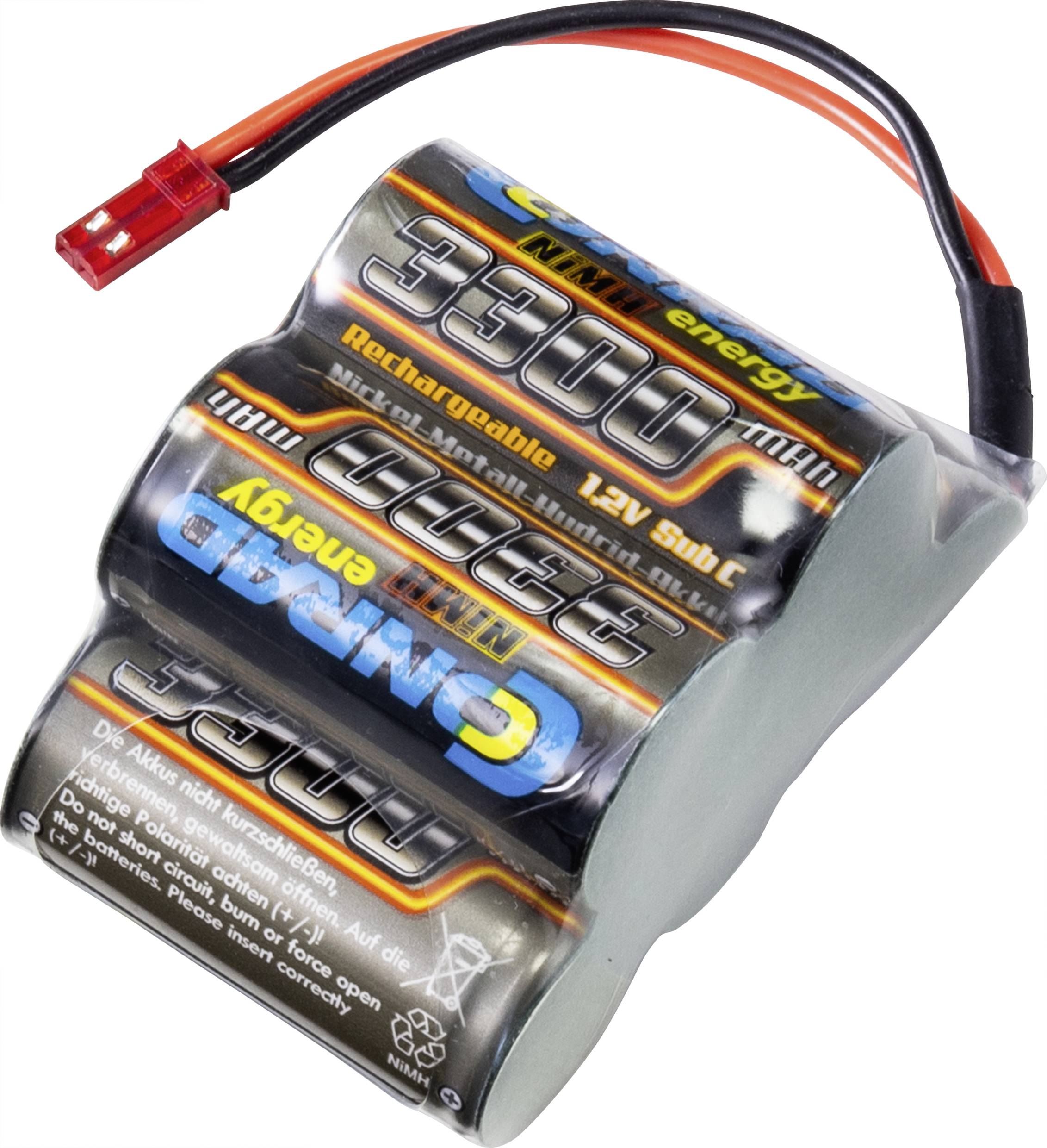 Absima Modellbau-Empfängerakku NiMh 6V 1700 MAh – Für 1/8 RC-Fahrzeuge, 5 Zellen, Hump JR