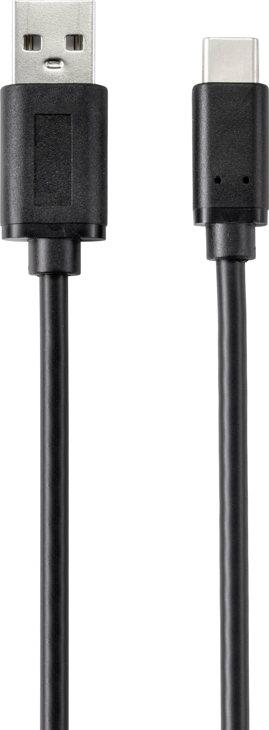 Zwei schwarze Kabelanschlüsse: links USB-A und rechts USB-C.